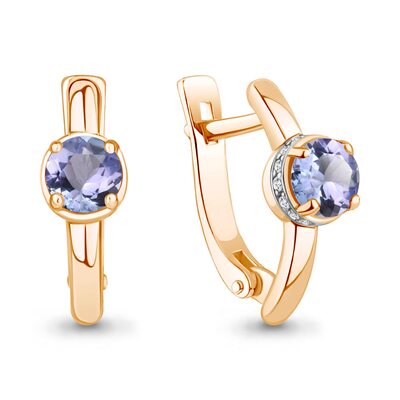 Серьги с танзанитами и бриллиантами из золота 585 пробы