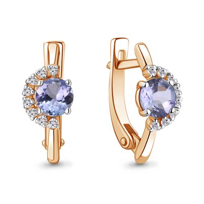 Серьги с танзанитами и бриллиантами из золота 585 пробы