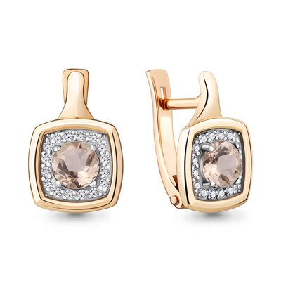 Серьги с морганитом и бриллиантами из золота 585 пробы