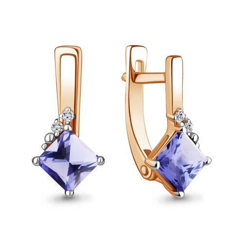 Серьги с танзанитами и бриллиантами из золота 585 пробы