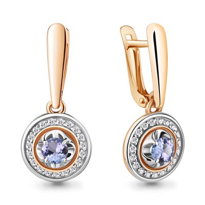 Серьги с танзанитами и бриллиантами из золота 585 пробы