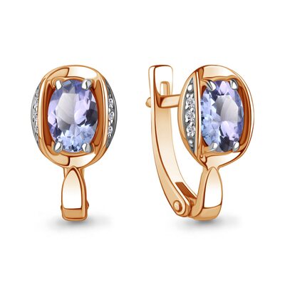 Серьги с бриллиантами и танзанитами из золота 585 пробы