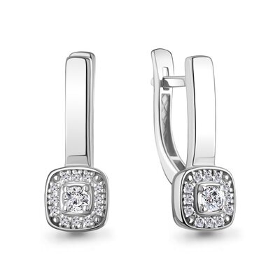 Серьги с бриллиантами из белого золота 585 пробы