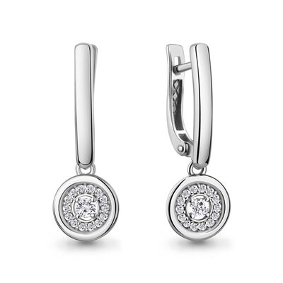 Серьги с бриллиантами из белого золота 585 пробы