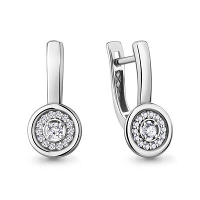 Серьги с бриллиантами из белого золота 585 пробы