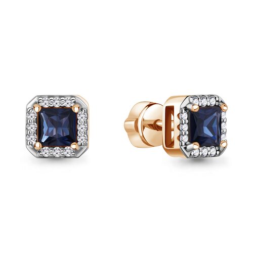 Серьги с сапфирами и бриллиантами из золота 585 пробы