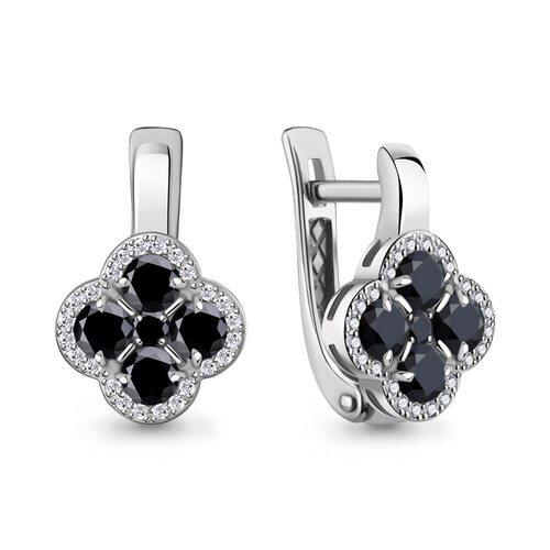 Серьги "Клевера" с бриллиантами из белого золота 585 пробы