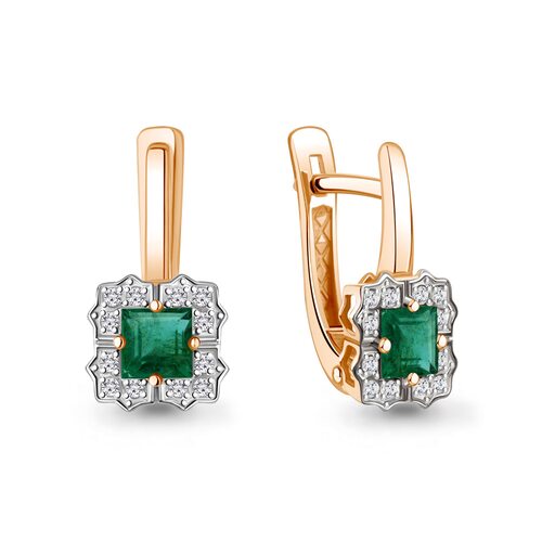 Серьги с изумрудами и бриллиантами из золота 585 пробы