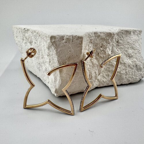 Серьги "Цветы" с бриллиантами из золота 585 пробы