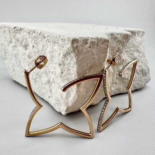 Серьги "Цветы" с бриллиантами из золота 585 пробы