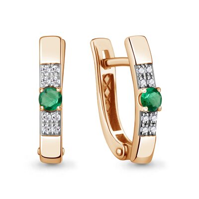 Серьги с изумрудами и бриллиантами из золота 585 пробы