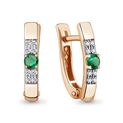 Серьги с изумрудами и бриллиантами из золота 585 пробы арт. 943357.1