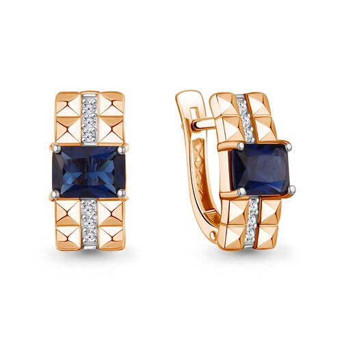 Серьги с бриллиантами и сапфирами из золота 585 пробы