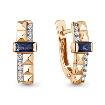 Серьги с сапфирами и бриллиантами из золота 585 пробы