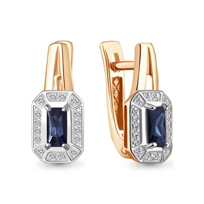 Серьги с сапфирами и бриллиантами из золота 585 пробы