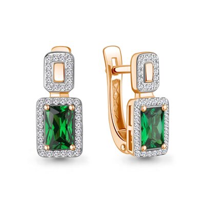 Серьги с изумрудами и бриллиантами из золота 585 пробы