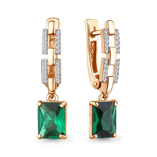 Серьги с изумрудами и бриллиантами из золота 585 пробы