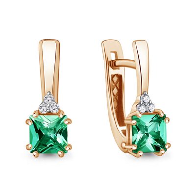 Серьги с изумрудами и бриллиантами из золота 585 пробы