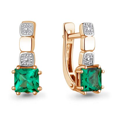 Серьги с изумрудами и бриллиантами из золота 585 пробы