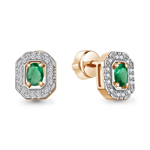 Серьги с изумрудами и бриллиантами из золота 585 пробы