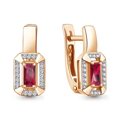 Серьги с рубинами и бриллиантами из золота 585 пробы
