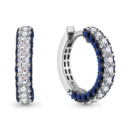 Серьги с сапфирами и бриллиантами из белого золота 585 пробы