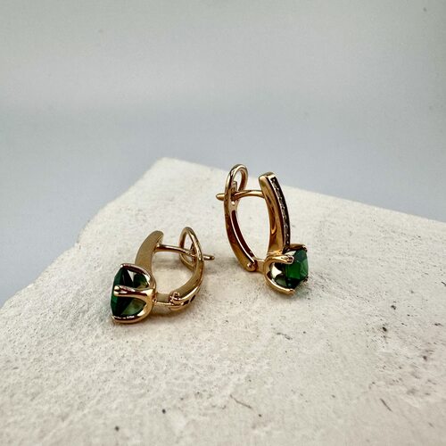 Серьги с изумрудами и бриллиантами из золота 585 пробы