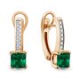 Серьги с изумрудами и бриллиантами из золота 585 пробы арт. 9434845.1