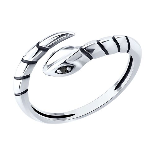 Кольцо "Змея" с фианитами из серебра 925 пробы