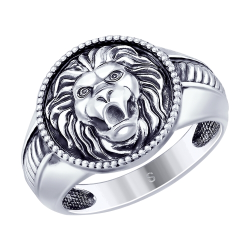 Кольцо "Лев" из серебра 925 пробы