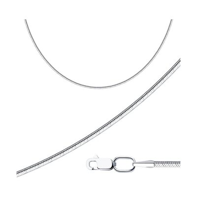 Цепь плетения "Снейк" из серебра 925 пробы