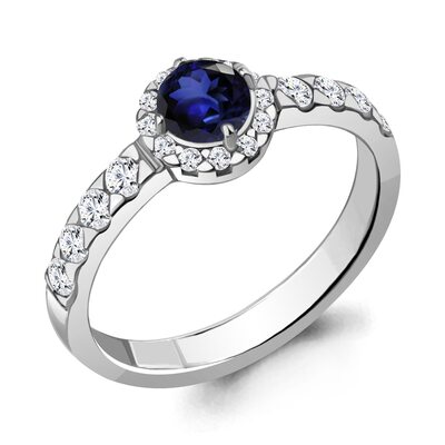 Кольцо с сапфиром и бриллиантами из золота 585 пробы