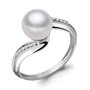 Кольцо с жемчугом и бриллиантами из белого золота 585 пробы