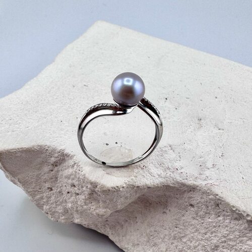 Кольцо с бриллиантами и жемчугом из белого золота 585 пробы