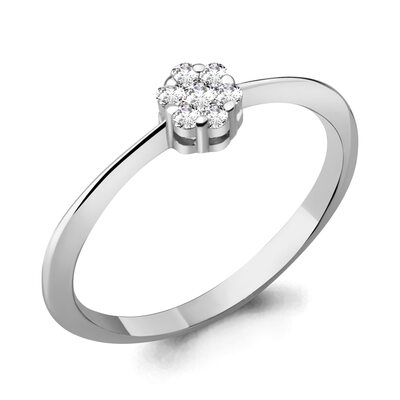 Кольцо с бриллиантами из белого золота 585 пробы 