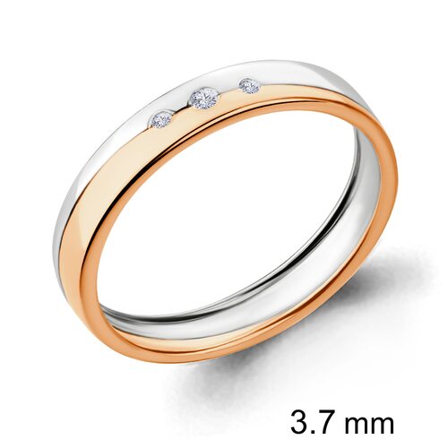 Обручальное кольцо с бриллиантами из комбинированного золота 585 пробы