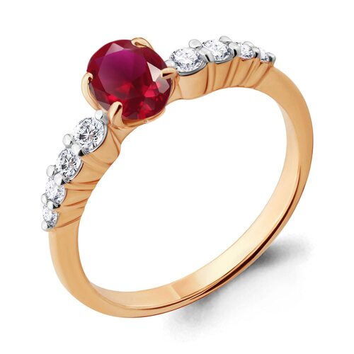 Кольцо с рубином и бриллиантами из золота 585 пробы 