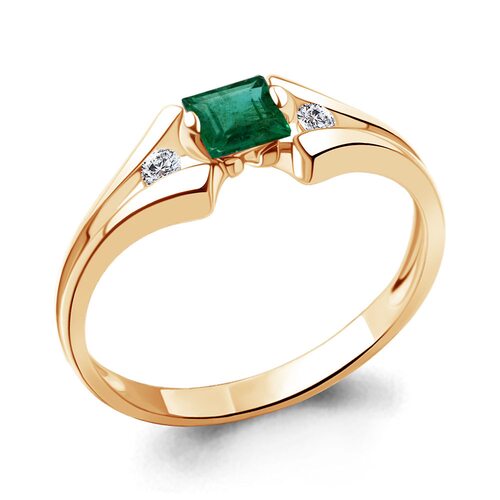 Кольцо с изумрудом и бриллиантами из золота 585 пробы