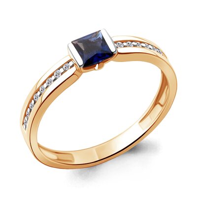 Кольцо с бриллиантами и сапфиром из золота 585 пробы