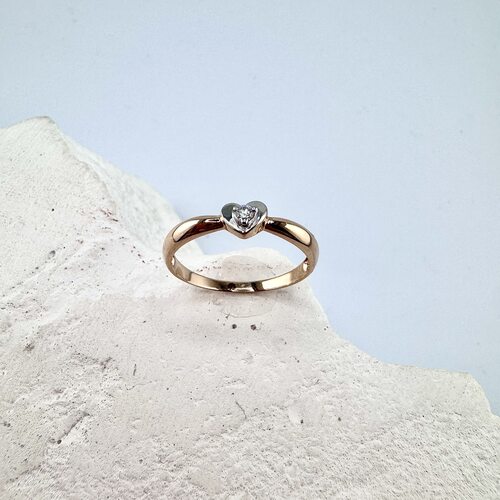 Кольцо "Сердце" с бриллиантом из золота 585 пробы