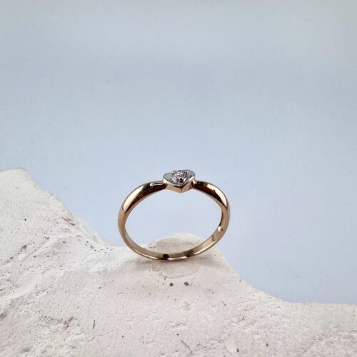 Кольцо "Сердце" с бриллиантом из золота 585 пробы