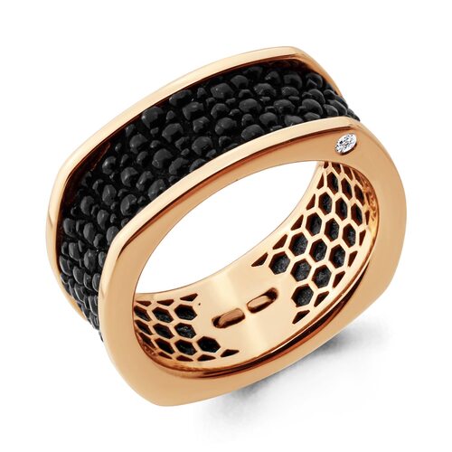 Кольцо с бриллиантом и кожей ската из золота 585 пробы 