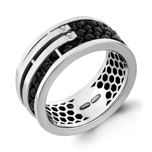 Кольцо с бриллиантами и кожей ската из белого золота 585 пробы