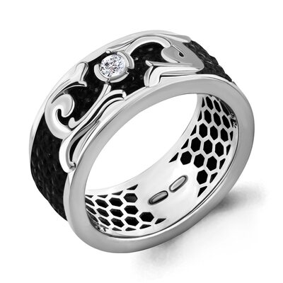 Кольцо с бриллиантом и кожей ската из золота 585 пробы 