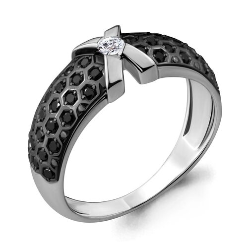 Кольцо с черными бриллиантами из золота 585 пробы