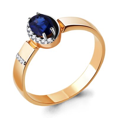 Кольцо с сапфиром и бриллиантами из золота 585 пробы