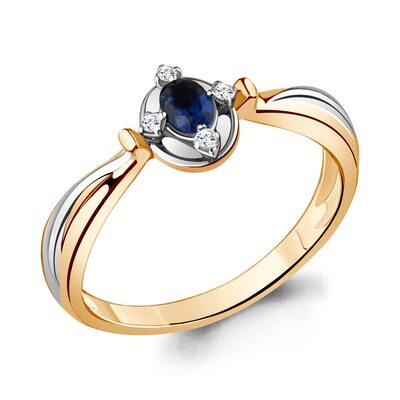 Кольцо с сапфиром и бриллиантами из золота 585 пробы