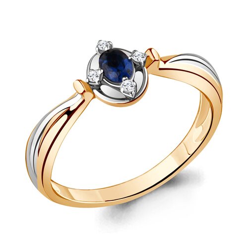 Кольцо с сапфиром и бриллиантами из золота 585 пробы