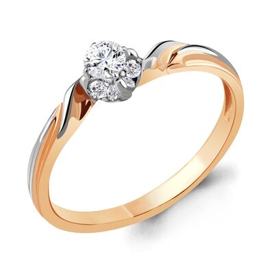 Кольцо с бриллиантами из золота 585 пробы 