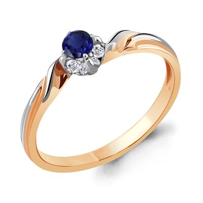 Кольцо с сапфиром и бриллиантами из золота 585 пробы